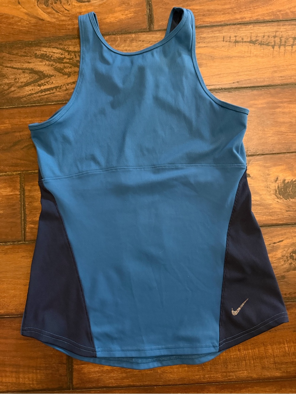 Nike Blue Racerback Athletic Tank With Navy Accents